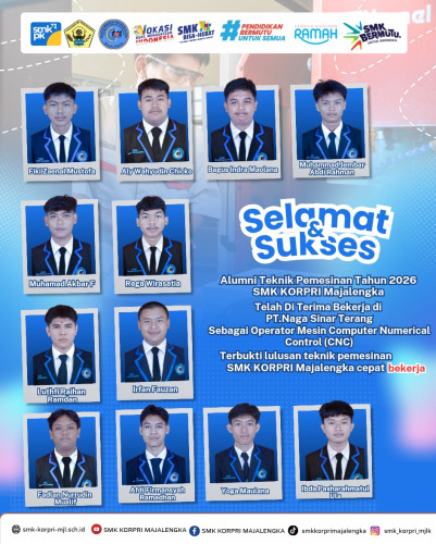 23 Alumni Teknik Pemesinan SMK KORPRI Majalengka Angkatan 2026 Diterima di PT Naga Sinar Terang